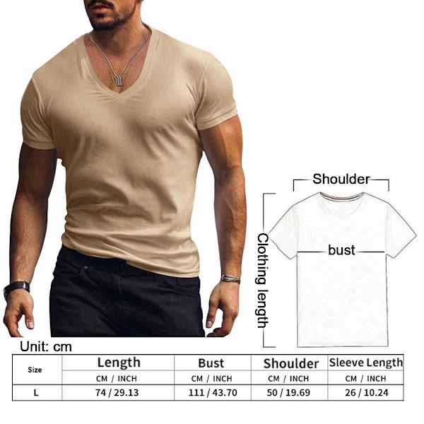 Herrar V-ringad T-shirt Casual Kortärmad Gym Athletic T-shirt Fashion Tee Top Träning Bodybuilding Shirts