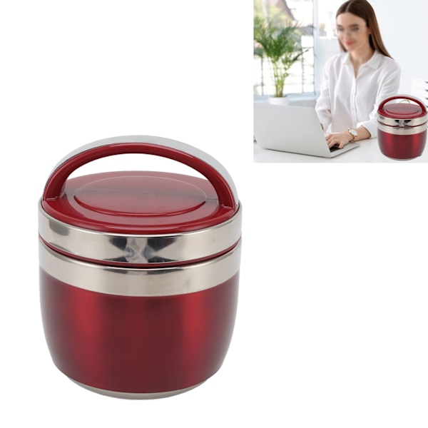 1.5L Vacuum Lunch Box 304 Stainless Steel Insulated Food Container Portable Bento Box for Student Office Worker Red