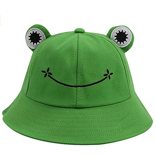 Söt Vikbar Grod-Fiskarhatt, Utomhus Bomulls-Hinkhatt Solhatt, Andningsbar och Bekväm Unisex Strandhatt Sommarhatt