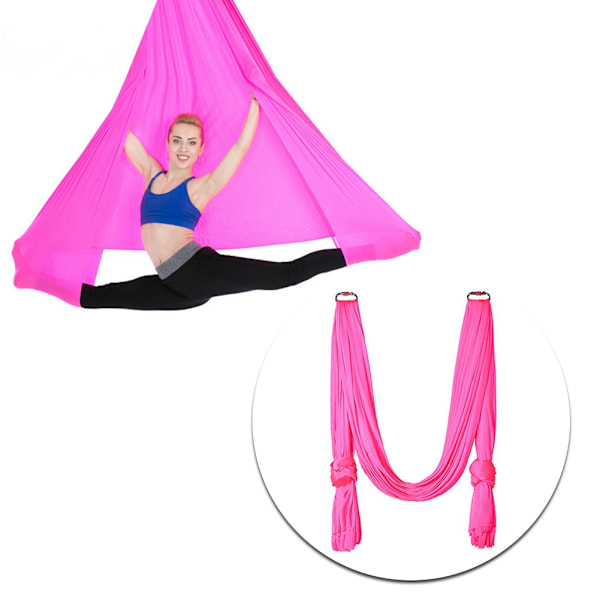 2,8x1m/9,2x3,3ft Hållbar Elastisk Flygande Yoga Hängmatta Sving Fitness Träning Tillbehör Ros Röd