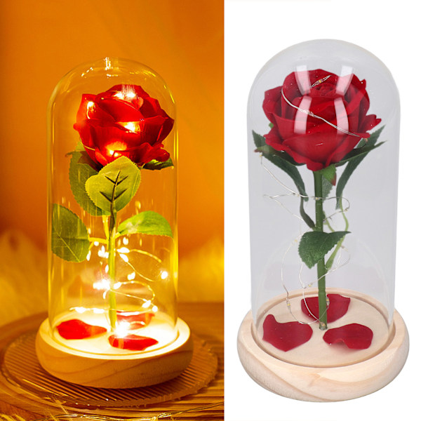 Electric LED Rose Glass Stimulate Round Lint Light Artificial Rose Glass Cover for Christmas