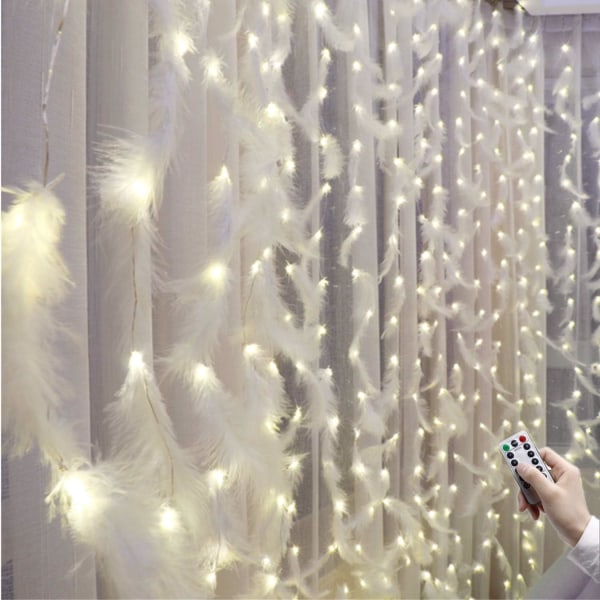 Feather String Lights, led dekorative lys, fjernkontroll