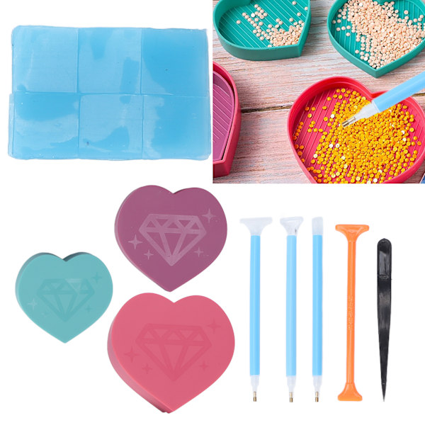 DIY Diamond Art Painting Tools Kit Rhinestone Point Drill Pen Beads Sorting Trays Nail Art Tool SetBlue