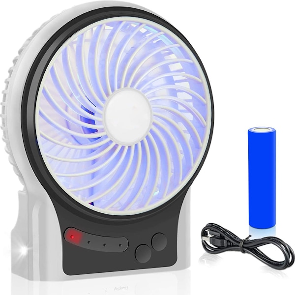 Mini Desktop USB Fan Personal Fan with 1800 mAh Rechargeable Battery LED Light Portable 3 Adjustable Speeds for Indoor and Outdoor Activities