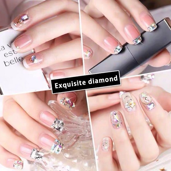 3D Nagelsmycke Aurora Rhinestone Multiform Blandning Nagelkristall Hantverk Glansigt Nagelsmycke Dekoration DIY Nagelsmycke Design (100st Blandad Set), Form4