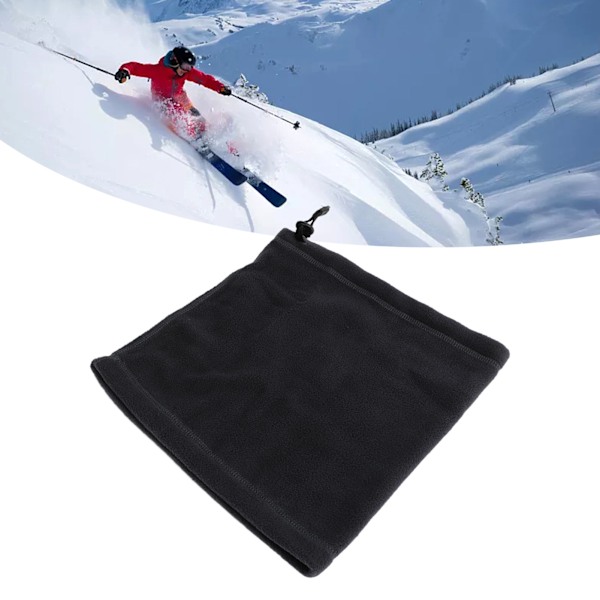 Ansiktsdekselskjerf Fleece med justerbar snor Unisex Termisk Halsvarmer for Vinter Skikjøring Svart