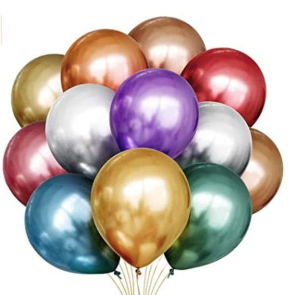 Metalliske fargeballonger, 50 fargerike ballonger, metall