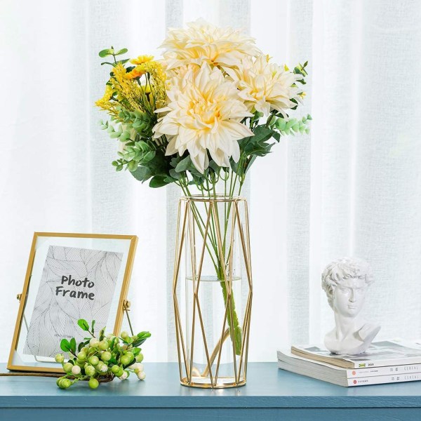 Gyllene Pampasgräs Vas för Blommor, 1 Styck Modern Geometrisk M