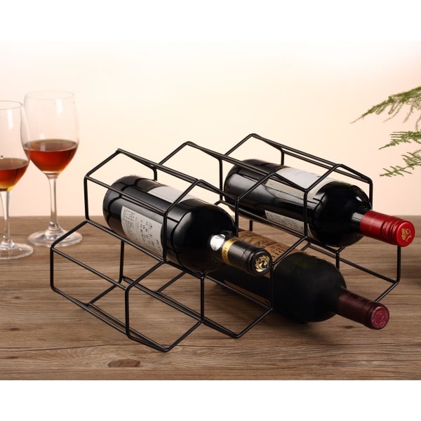 Buruis 9 Bottles Metal Wine Rack, Countertop Free-Stand Wine Sto