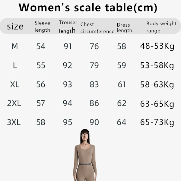 Termisk Underkläder för Kvinnor, Fleecefodrad Baslager Pyjamas Set för Kallt Väder - Mocha Färg