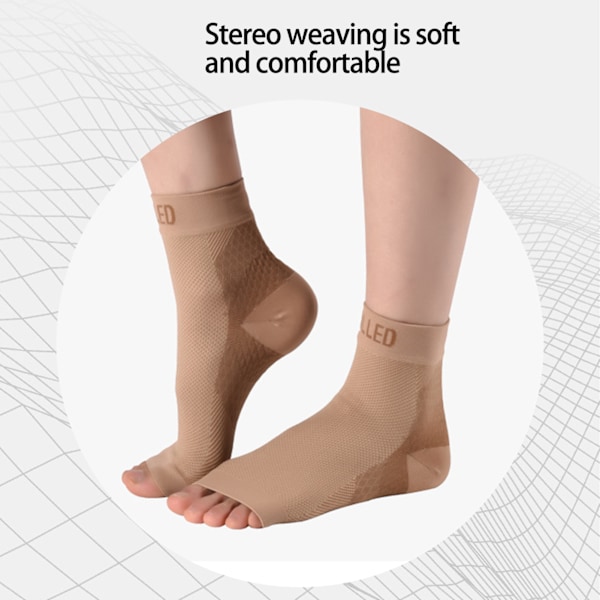 Plantar Fasciitis Strumpor Kompressionsstrumpor Fotskydd för Värkande Fötter Häl Smärtlindring (Hudfärg) L/XL