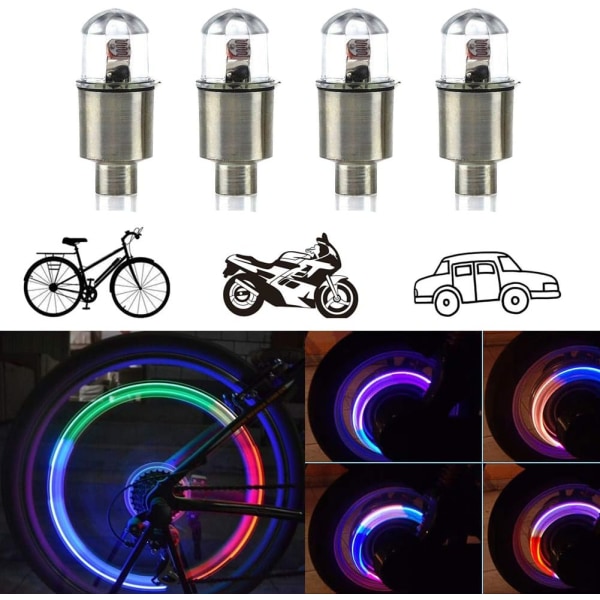 4Pack Car Tire Wheel Valve Light, Bike LED Wheel Lights,