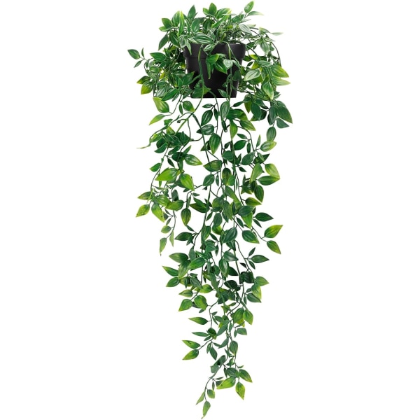 Falske hængeplanter, kunstige potteplanter til indendørs udendørs æstetisk kontorhyldeindretning (1 pakke)