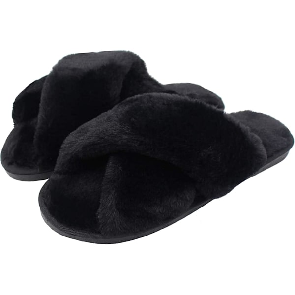 AONEGOLD Tofflor Dam Vinter Varma Fluffiga Plyschtofflor Inomhus Hem Lätta Tofflor Halksäkra Bekväma Platta Tofflor
