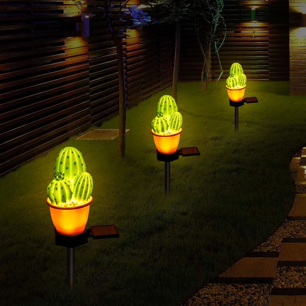 Solar Garden Stakes Lights, Cactus Lawn Waterproof Lamp Ground L
