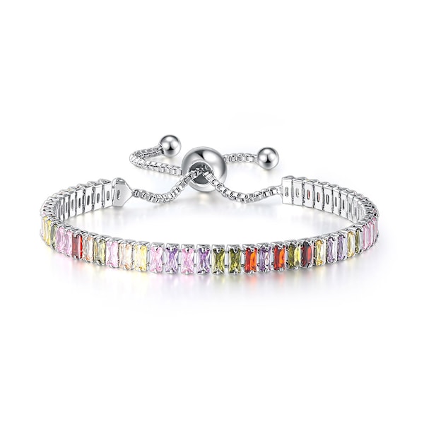 European and American Color Zircon Bracelet Female Full Diamond Adjustable Crystal Tennis Chain