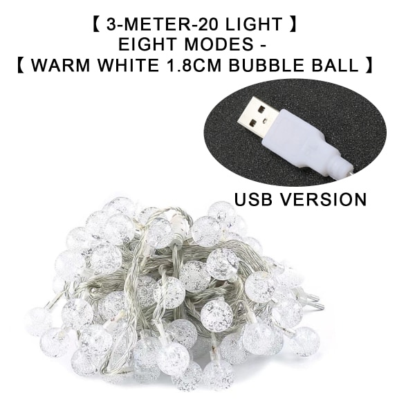 Med fjernkontroll boble ball string lys, 20 Led, innendørs st
