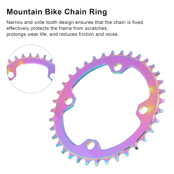 32T 34T 36T 38T Mountainbike Kedja Positiv Negativ Enväxlad Kedjekrans Aluminium 34T