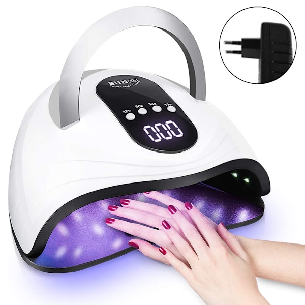 UV Gel Neglelampe 120W LED Neglelys Hurtig Negletørrer til Gel Polish Hærdende med 4 Timere Bærbar Håndtag Stor Plads Automatisk Sensor