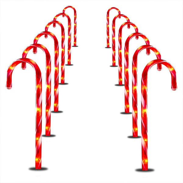 12 Pakke Christmas Candy Cane Path Markers for Walkway Garden Law