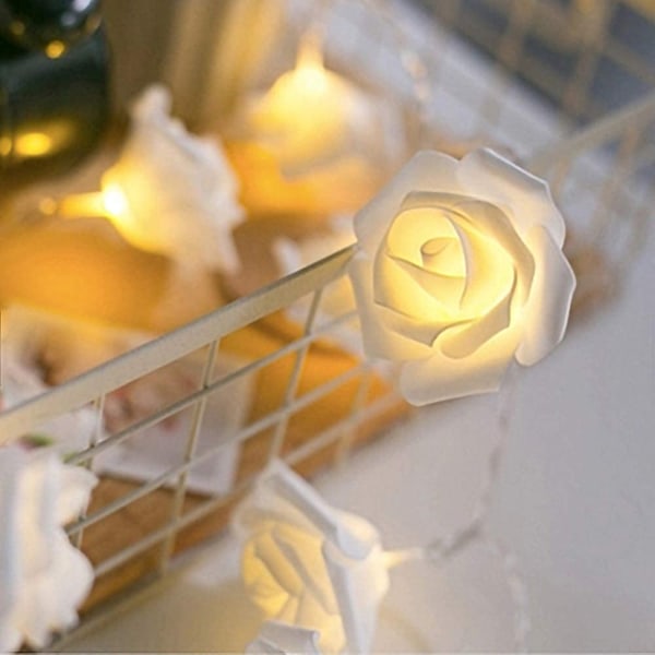 String Lights Batteridrevet innendørs med LED-lys - White Rose