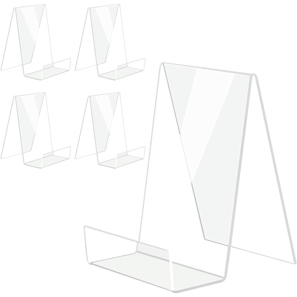 Bokstativ i akryl med avsats 5 STK, klar akryl display staffeli