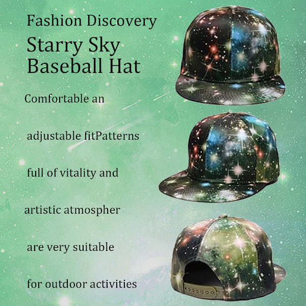 Grön Trendig Baseballkeps med Stjärnprint för Män och Kvinnor