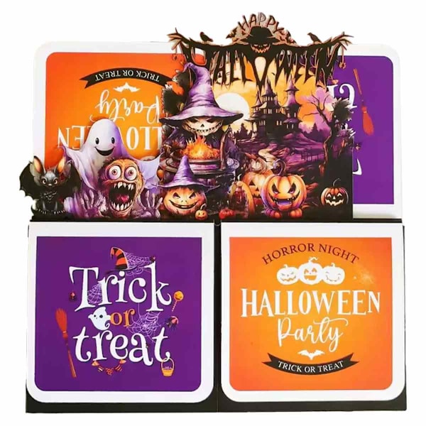 Halloween Pop Up-kort för barn 3D Pop Up Halloween Hälsningskort med kuvert och kort Haunted House Moon Bats Ghost Pumpkin