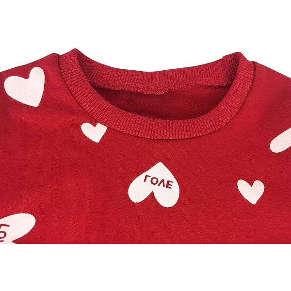 Små flickor Kläder Set Outfit Heart Print Fleece sweatshirts