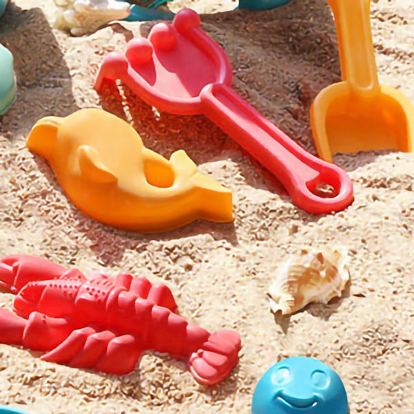 Barnens Strandlekset med Sandleksaker - Spadar, Raka, Hink, 10-pack med Sandtimer