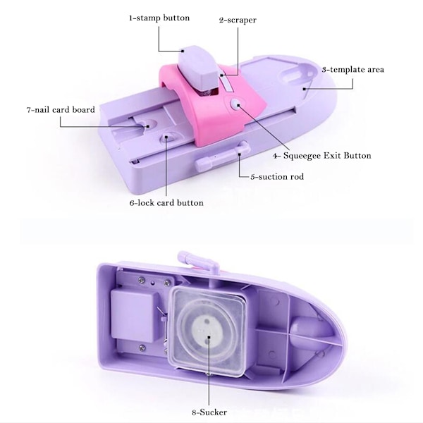 Neglekunst Mønsterprinter Profesjonell Negletrykkmaskin Neglestemplingssett Tegningsstempel DIY Manikyrverktøy