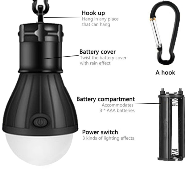 LED telt Lanternelampe Nødlys Batteridrevet vandtæt