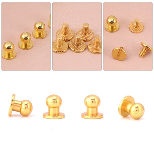 20pcs Round Head Solid Brass Nail Rivet Button DIY Leather Accessories(8*6mm gold)