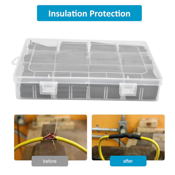 650 stk Varmekrympeslange Boks Isoleret Beskyttet Flammehæmmende Elektronisk DIY Kit
