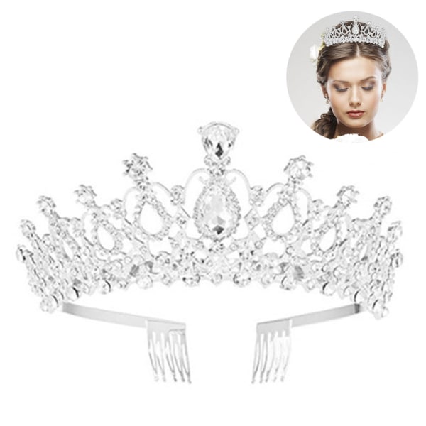 Häät Tiara Crystal Crown tekojalokivi hääpanta