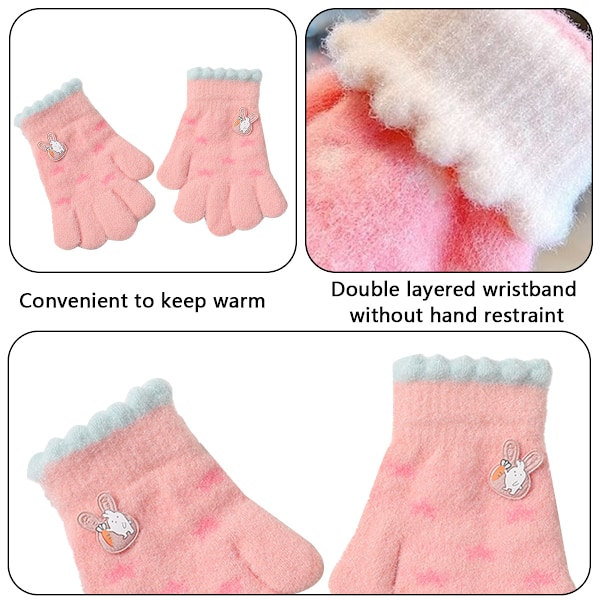 Tegneserie Tegneserie Varme Fuzzy Hansker Termiske Full Fingers Plysj Fleece Hansker Vinter Utendørs Hanske pink