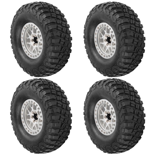 4 stk. 2,2 tommer RC Hjul Dæk Skin med Alloy Hjulnav til Axial SCX10 D90 1/10 RC Crawler Hvid