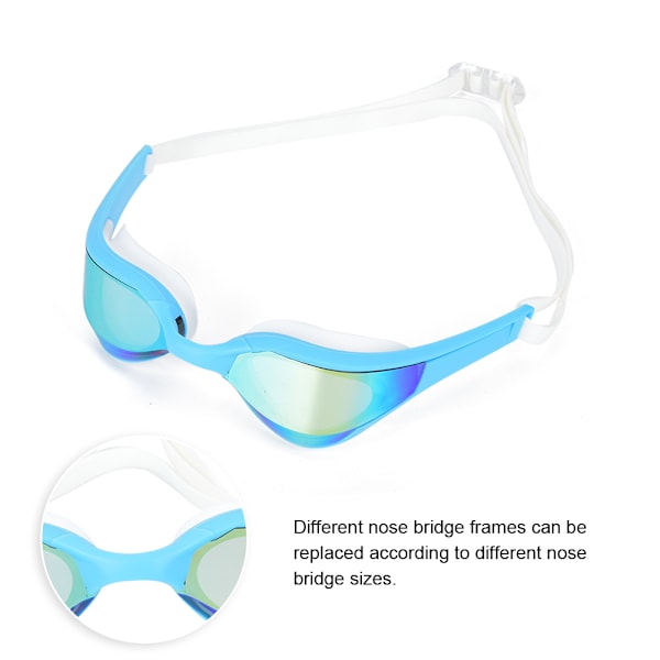 Adjustable Waterproof Anti-Fog Comfortable Swimming Goggle Accessory for Swim RacingLake blue frame blue plated