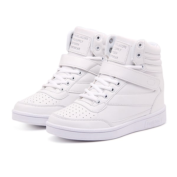 Women's Fashion Sneakers Basketball Boots Walking Tennis Shoes Platform Velcro Casual Faux Leather Sneaker