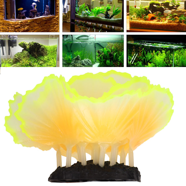 Fluorescerende Salatkoralldekorasjon Simulering av Marine Planter Akvarium Landskapsdekorasjon Oransje