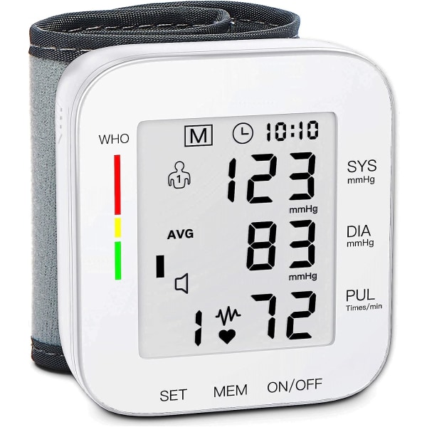 Blodtryksmåler Stort LCD-display og justerbart håndled