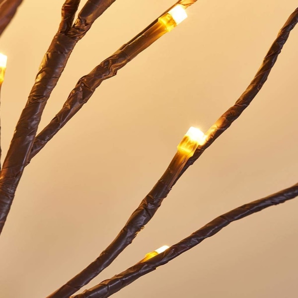 Set med 3 ljus träd utomhus inomhus 60LEDs vattentäta ljusgrenar 76CM varm vit gren ljusbrun med batteridrivna LED-lampgrenar