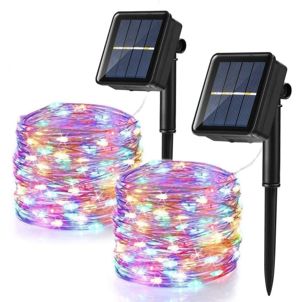 [Pack of 2] Solar Fairy Lights Outdoor, 12M 100 LED Färgglada