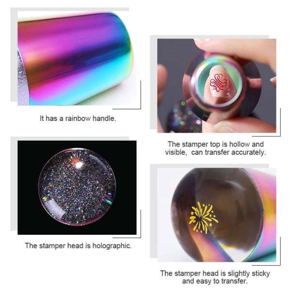1kpl värikäs Nail Art Decoration -leimasin, läpinäkyvä silikoni