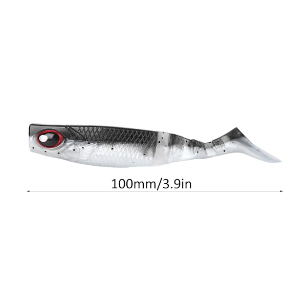 6 st PVC mjuka beten Aritificial lockbeten 4in 0,2oz Jigging svans Wobblers fisketillbehörSvart rygg Pärlvit