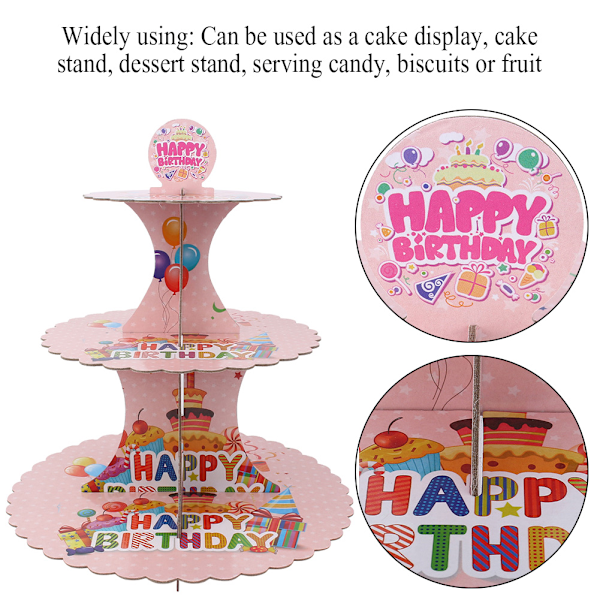 3 Tier Disposable Dessert Cupcake Display Tower Holder For Baby Showers Weddings Birthdays