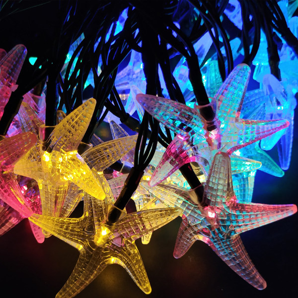 30 LED Solar Starfish String Lights med 8 lysmoduser Fairy