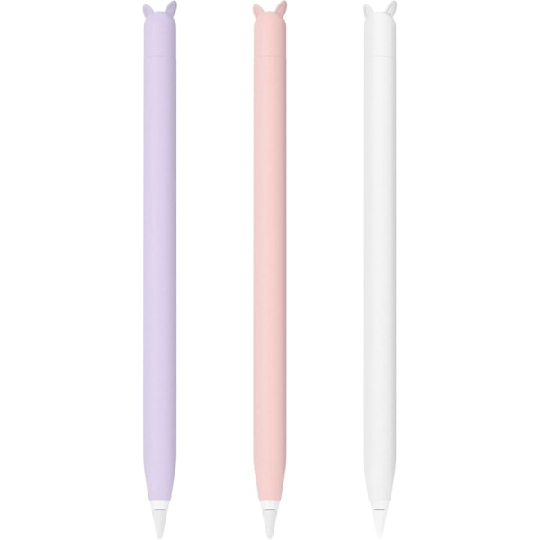 3-pak myk etui for Apple Pencil 1. generasjon, søt silikonbeskyttelsestilbehør kompatibel med iPad Pro 9,7\"/10,5\"/12,9\"