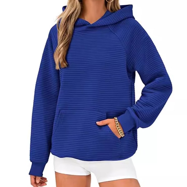 Hoodies för Kvinnor Lösa Fleece Långärmad Huvtröja Casual Bekväm Jacquard Tröja med Fickor