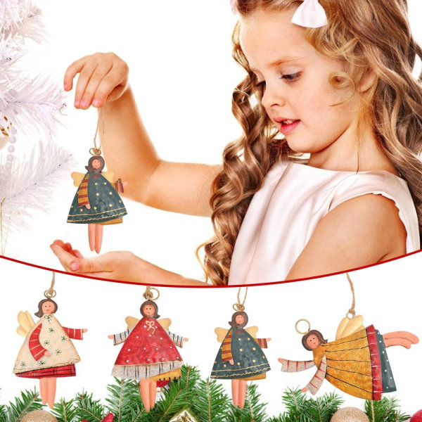 4 stykker juletræspynt Dancing Metal Angel Ornament